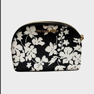 Michael Kors Black and White Floral Cosmetic Case